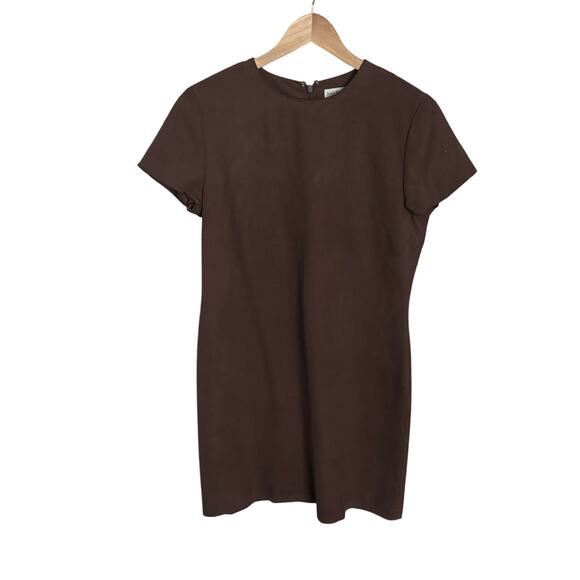 Vintage Ann Taylor Silk Shift Dress Espresso Brown Boxy Tailored Workwear 10 - Picture 2 of 7